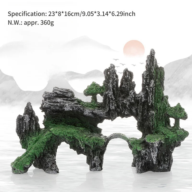 Aquarium Decorative Rocks Fish Tank Simulation Mountain Rockery Arched Bridge Landscaping Decor Creative Home Crafts Ornaments 250604