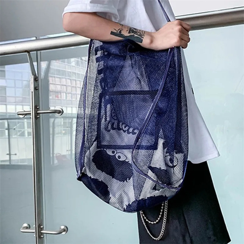 Mesh Beach Shopper Bag For Women Extra Large Capacity Travel Shoulder Bags Sand Toys Grocery Picnic Tote Simple n Organizer 250605