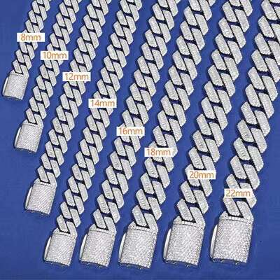 Baguette Cuban Necklace Moissanite Iced Out Luxury Bling Mens Hip Hop Jewelry 925 Sterling Silver Party Gifts