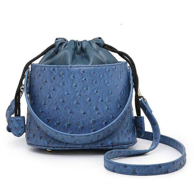 New Fashion Ostrich Pattern Bucket Handbag Designer Women Shoulder High Quality Crossbody Customized Portable Clutch Bag
