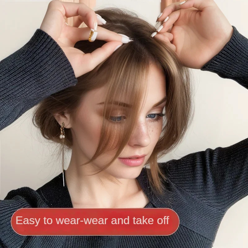 Satifresion 100% Human Hair Clip in Bangs for Women Hair Thinning 3D Natural Curved Wispy Side Bangs Fake Fringe Easy to Wear 250529