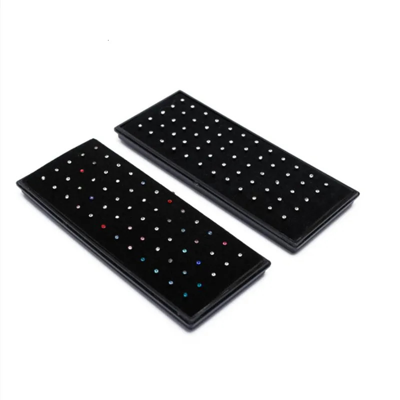 60Pcs Fashion L Shape Rhinestone Crystal Stainless Steel Nose Piercing Ear Bone Women Hypoallergenic Body Jewelry Piercing 250605