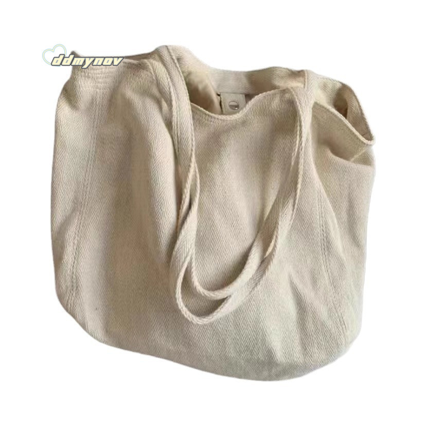 Large Capacity Korean Style for Women, Twill Canvas Commuter Shoulder Tote Casual Bag, Simple Lazy Shopping Bag Trend ddmynov