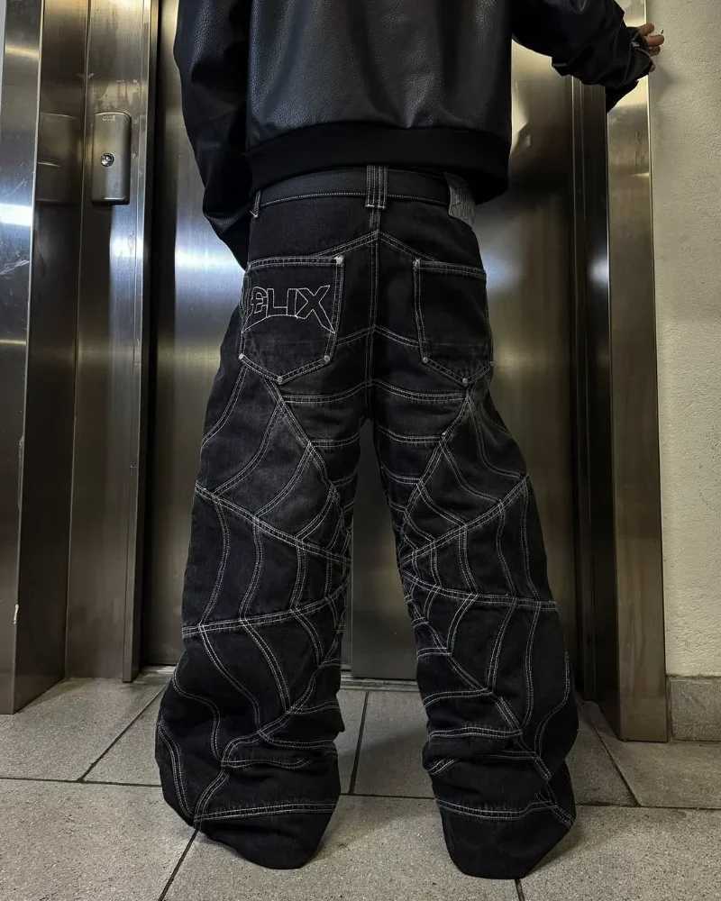 Trendy Brand Harajuku American Hip-hop Oversized Washing Jeans Men Y2k High Street Retro Punk Casual Loose Wide-leg Pants Women Z250605