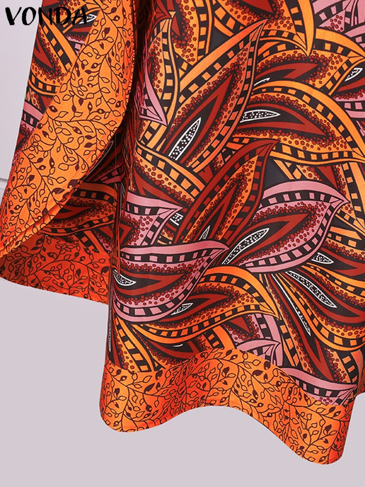 Plus Size 5XL VONDA Women Bohemian Printed Long Sundress 2024 Summer Casual Half Sleeve Loose Maxi Dress Oversized Party Vestido 250526