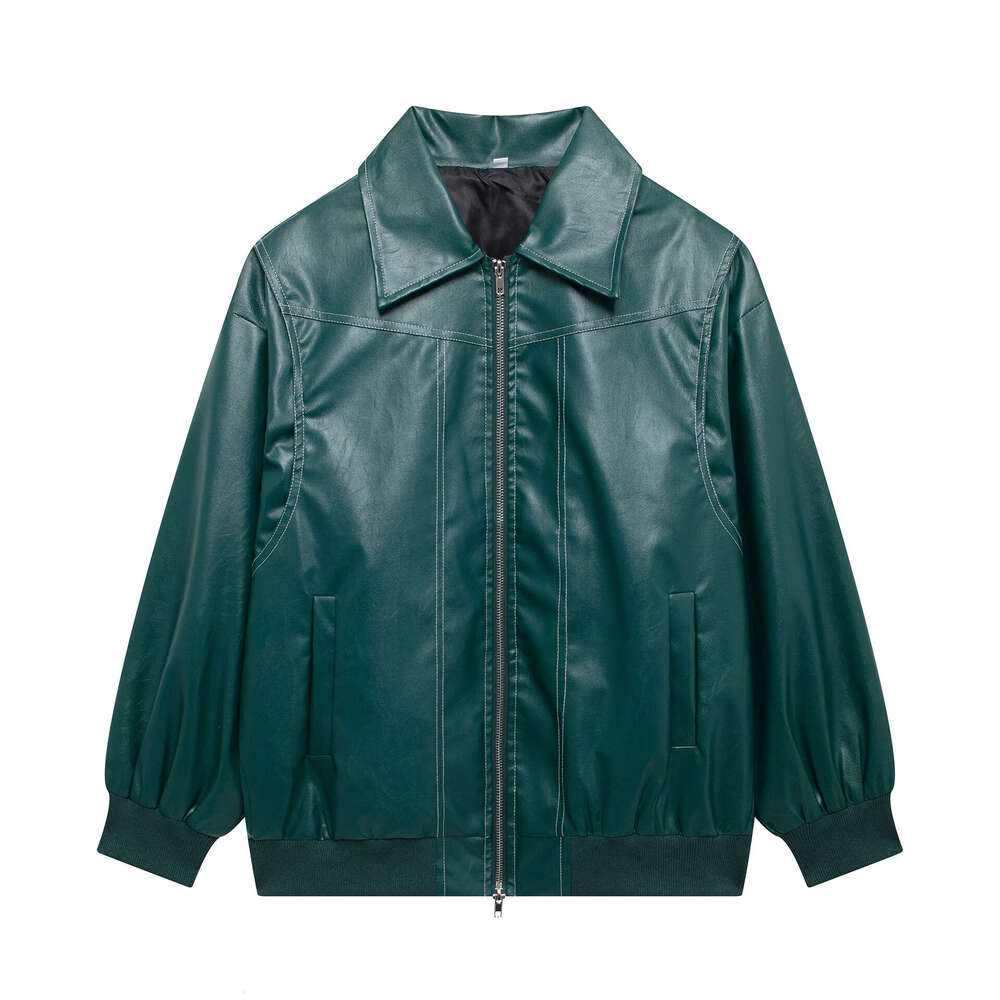 Women's Autumn Winter Casual PU Jacket Motorcycle Style Loose Leather Coat B5