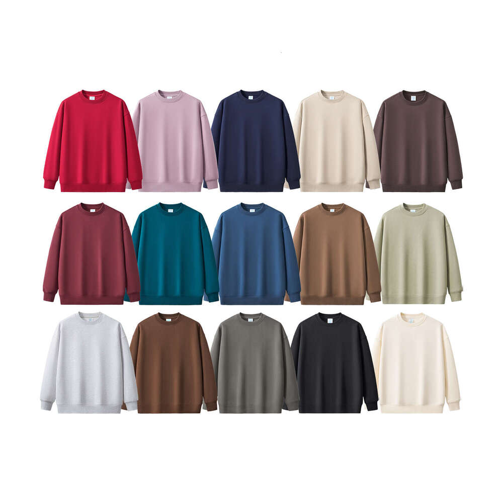 Men's Clothing|One-piece Fleece Crewneck Loose Pullover Ins Style Solid Color Sweatshirt Men