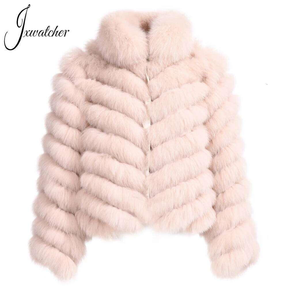 Jxwatcher Women's Fox Coat High-Grade 100% Real Silk Liner Reversible Wear Jacket Double Side Coats Natural Fur Jackets