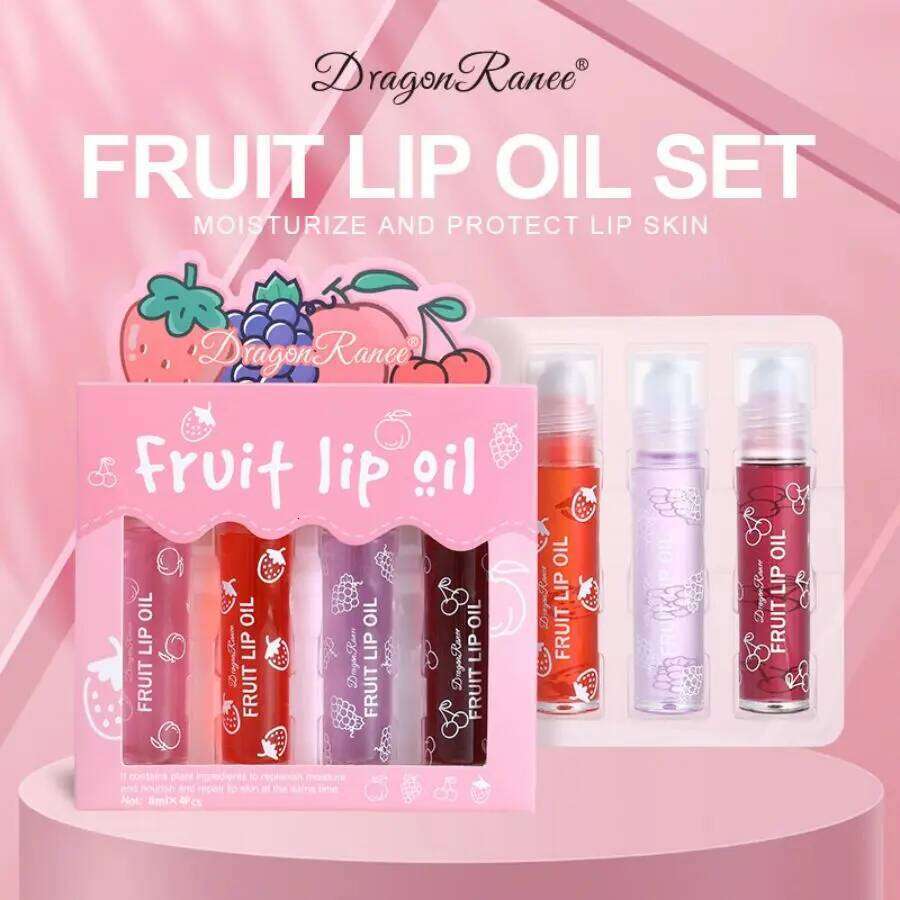 Rolling Bead Lip Oil Set of Four Moisturizing Lotion, Hydrating Roller Ball Mouth Oil, Anti-Drying, Colorless and Transparent free shipping