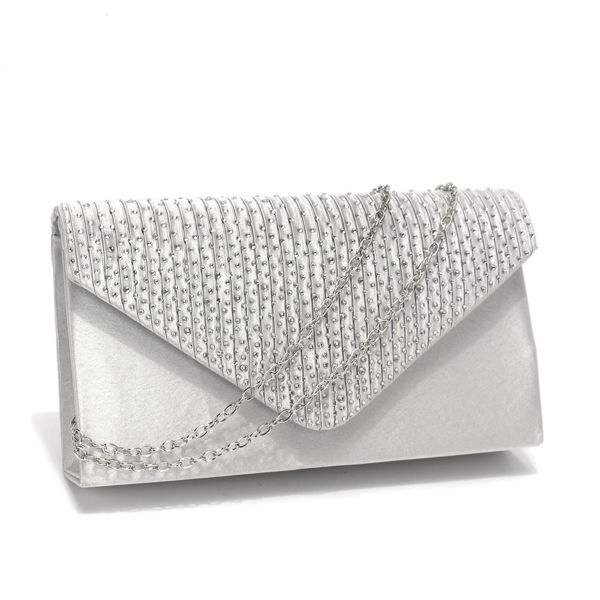 Evening Bags Small Envelope n Handbags Satin Shoulder Chain Glitter Purple Color Cocktail Purse 250528