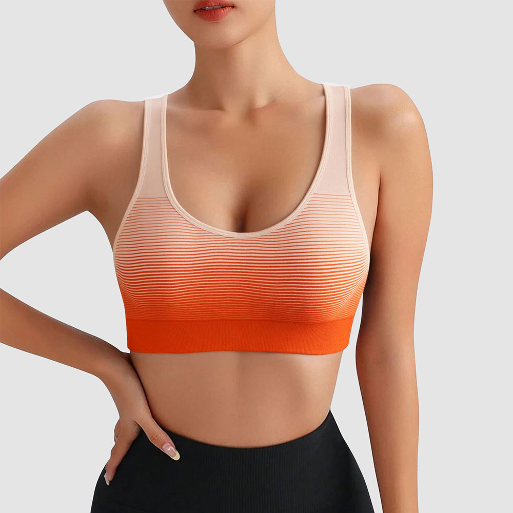 Sports Outdoor Gradient Stripe Detachable Chest Mat Women's Fitness Bra