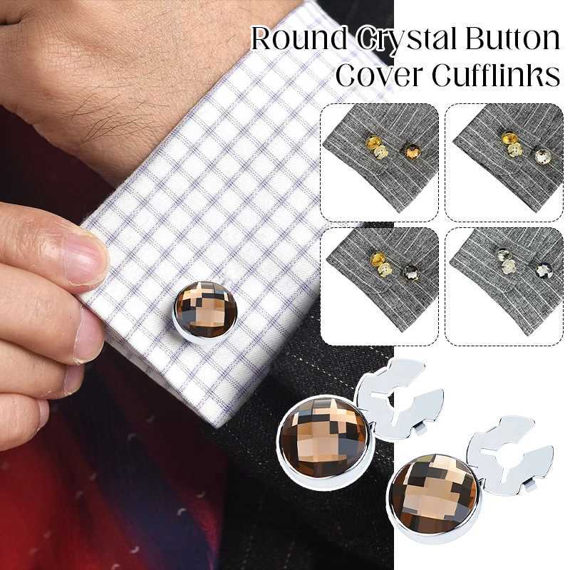 Non-French Shirt Rhinestone Cufflinks Geometric Round Snowflakes Small Brooches High-end Men Business Dress Wedding Accessories W250606