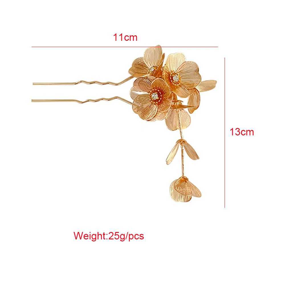 1 Pcs Golden Silvery Hollow Flower Long Tassel Hairpin Hair Fork Chinese Bridal Wedding Charm Headwear Jewelry Accessories Z250605