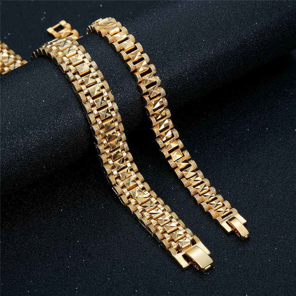 8/12MM Wide Chunky Chain Bracelet Wholesale Bracelet Trendy Gold Color Watchband Bracelets for Women Men Wristband Jewelry W250606