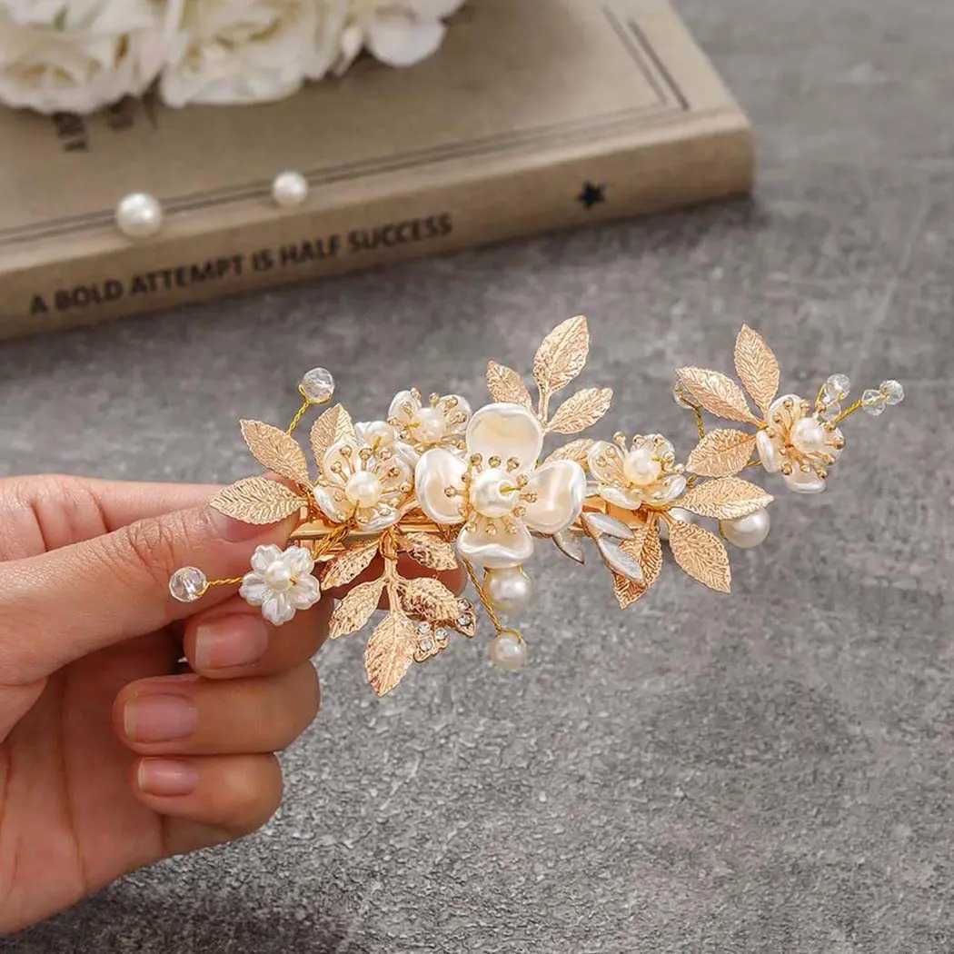 Wedding Hairpins for Bride Hair Accessories Duckbill Pearl Hairclips Gold Color Metal Flower Headpieces Jewelry for Women Girls Z250605