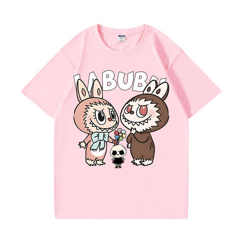 2025 New Labubu Shoulder Pure Cotton Short Sleeve Unisex Cartoon Anime Trendy T-Shirt Top labubus labubu doll