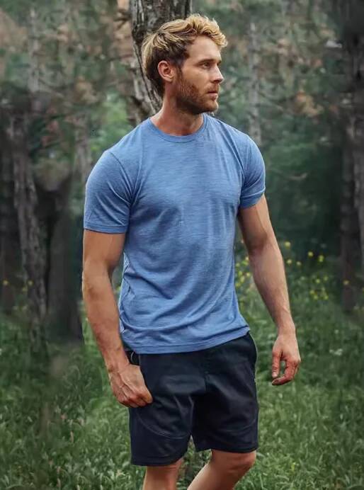 100% Wool T-Shirt Men Short Sleeve Merino Shirts Sport Lightweight Base Layer Hiking Tshirt Soft Breathable Undershirt