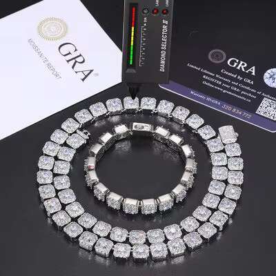 5mm-8mm vvs1 Color D Moissanite Necklace Chain Luxury For Men/Women Hip Hop Jewelry Sterling Silver 925 Bracelet For Gifts