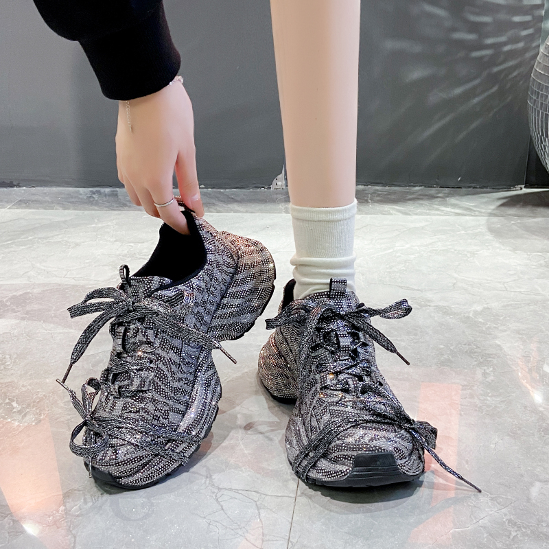 Fashion Luxury Diamond Thick soled Sneakers Shining Designer Leopard Pattern Casual Shoes Zebra Striped Running Shoes Casual 5cm Platform Sneakers Zap