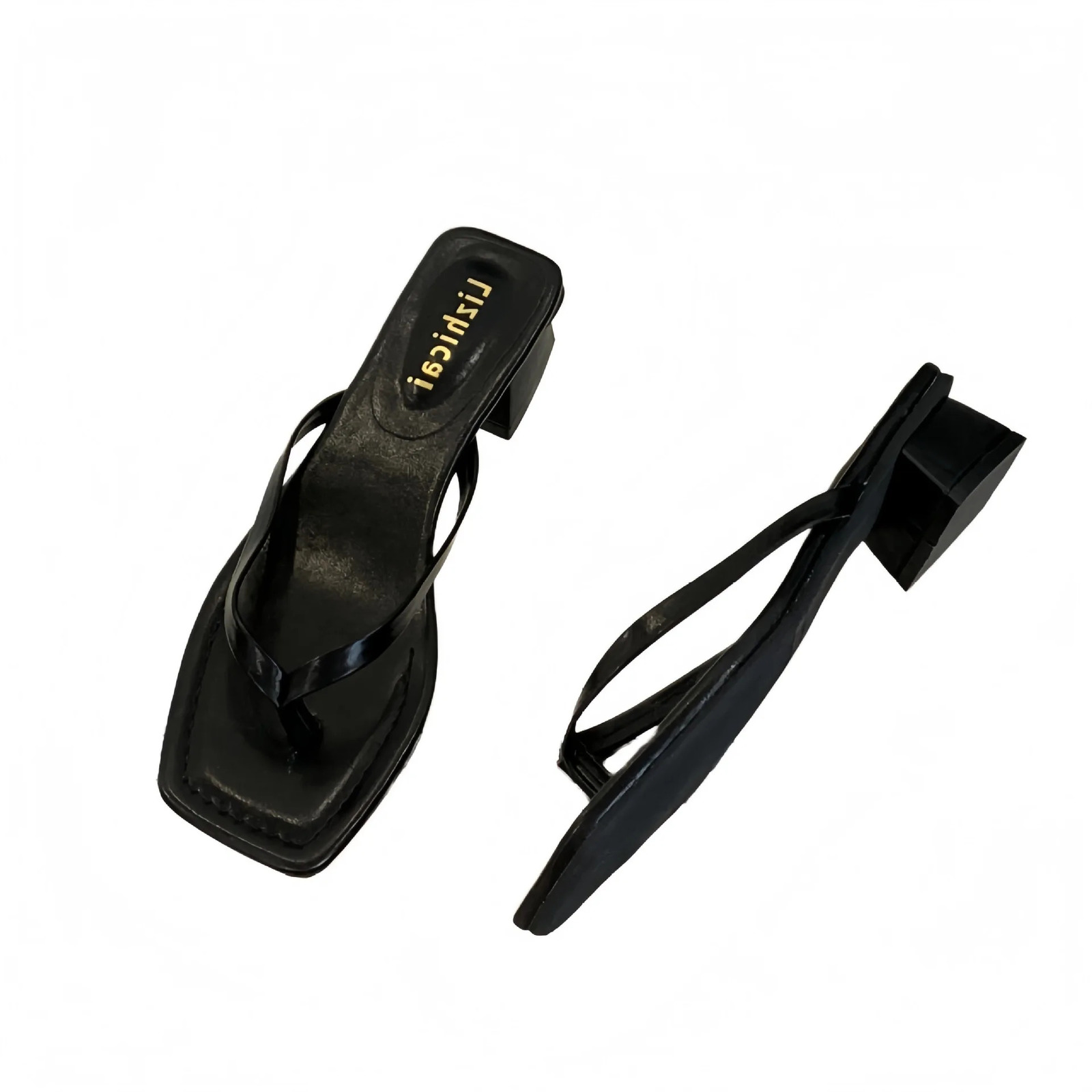 Square heel Slippers Women Summer Shoes Low Slides Pantofle Rubber Flip Flops Fashion Heeled Mules Block Hawaiian 250605