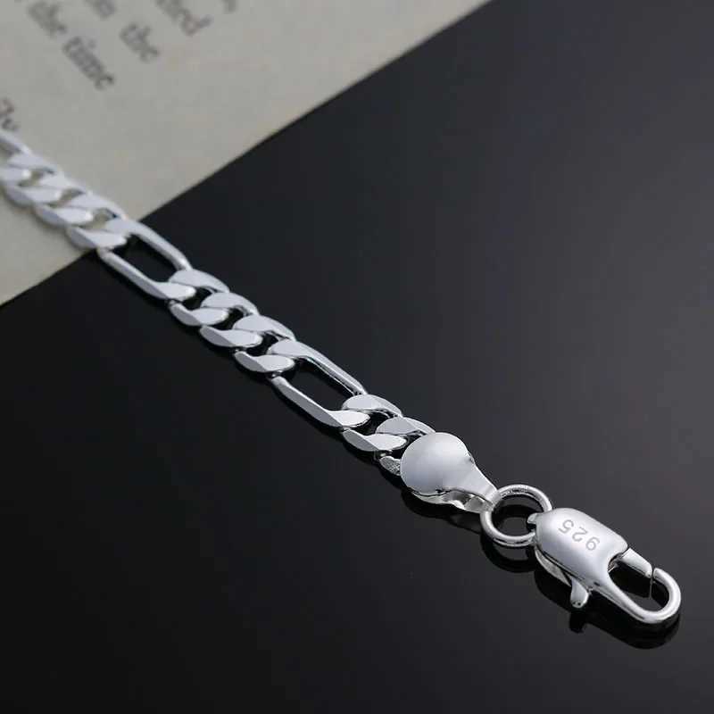 Wholesale charms classic 4MM sideways chain 925 Sterling silver Bracelet for woman boy man jewelry Wedding party Christmas gifts W250606