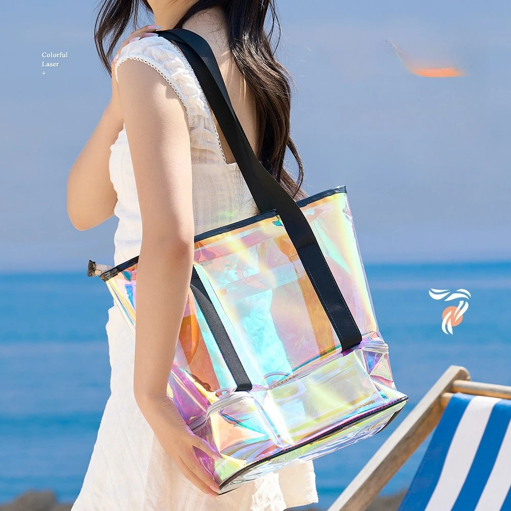 PVC Shine Tote Organizer Iridescent Waterproof Toiletry Bag Beach VacationSwimwear Storage Pouch 250605