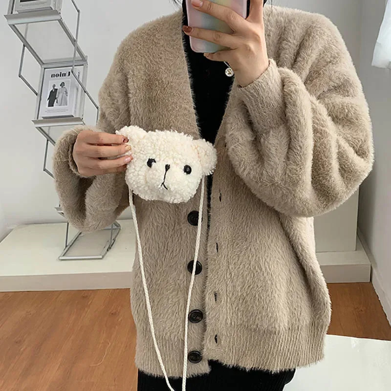 Cute Bear Plush Shoulder Bag For Children Kids Cartoon Messenger Bags kawaii Purses little Girls Stuffed Animals Backpack 250605