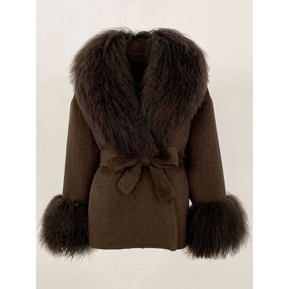 OFTBUY 2025 Winter Clothing Women Wool Clothes Lady Fashion Real Cuffs Coat Natural Mongolia Sheep Fur Woolen Jacket Female