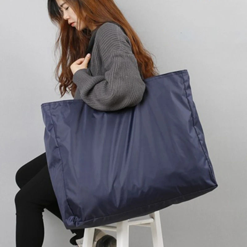 Shopping Bags Solid Color Zipper Large Capacity Grocery Washable Reusable Simple Outdoor Heavy Duty Fashion Bag 250530