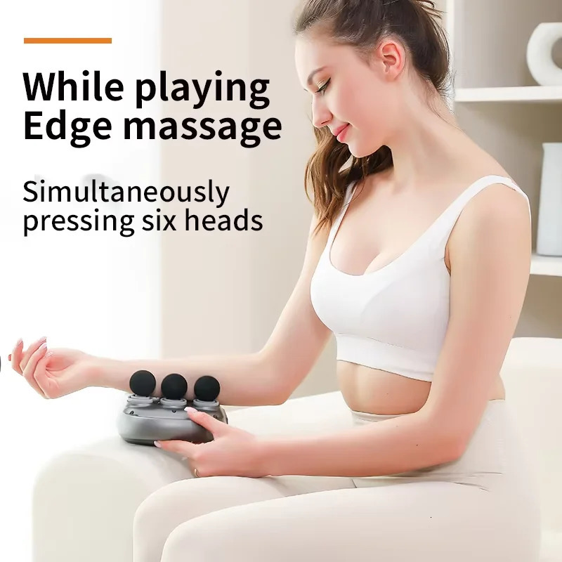 Massage GunDeep Tissue Percussion Massage Gun with 6 Heads Type-C Charging Portable Electric Handheld Body Massager 250605