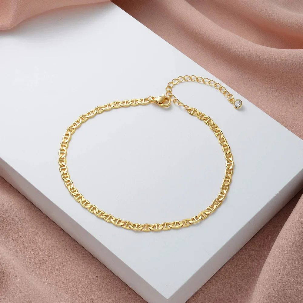 2Pcs Stainless Steel Initial Anklet Set For Women 26 Letter Gold Color Chain On Foot Summer Ankle Bracelet Jewelry Accessories 250528