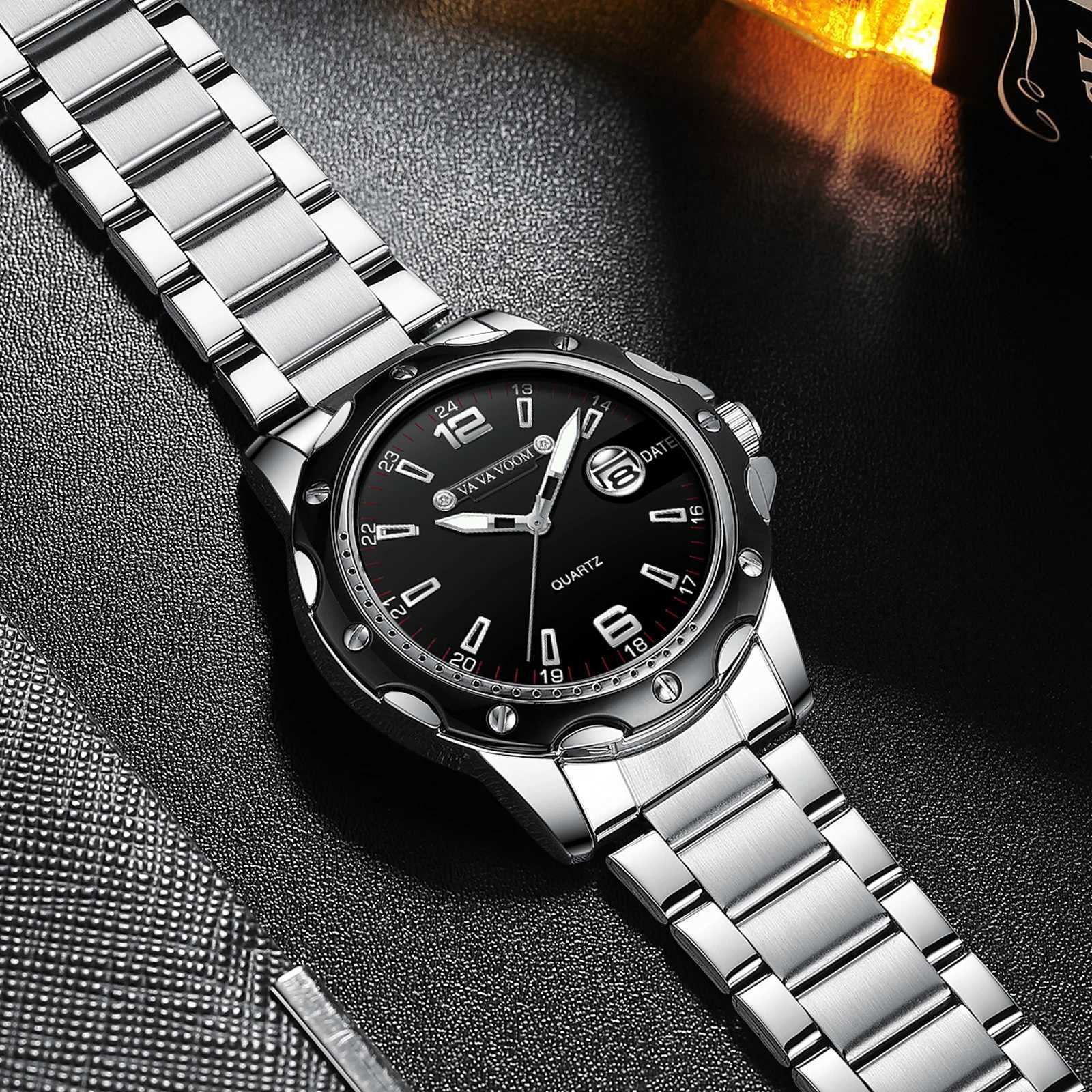 2024 New Mens Stainless Steel Watch Fashionable Black Large Dial Diver Series Calendar Business Style Leisure Quartz Gift Watch Y250605
