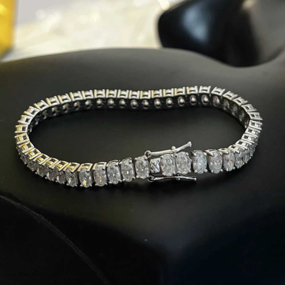 Full Moissanite Tennis Bracelets with Gra Certificate 0.3/0.5Carat Oval Cut Diamond Wrist Chain for Women Men S925 Silver Bangle W250606