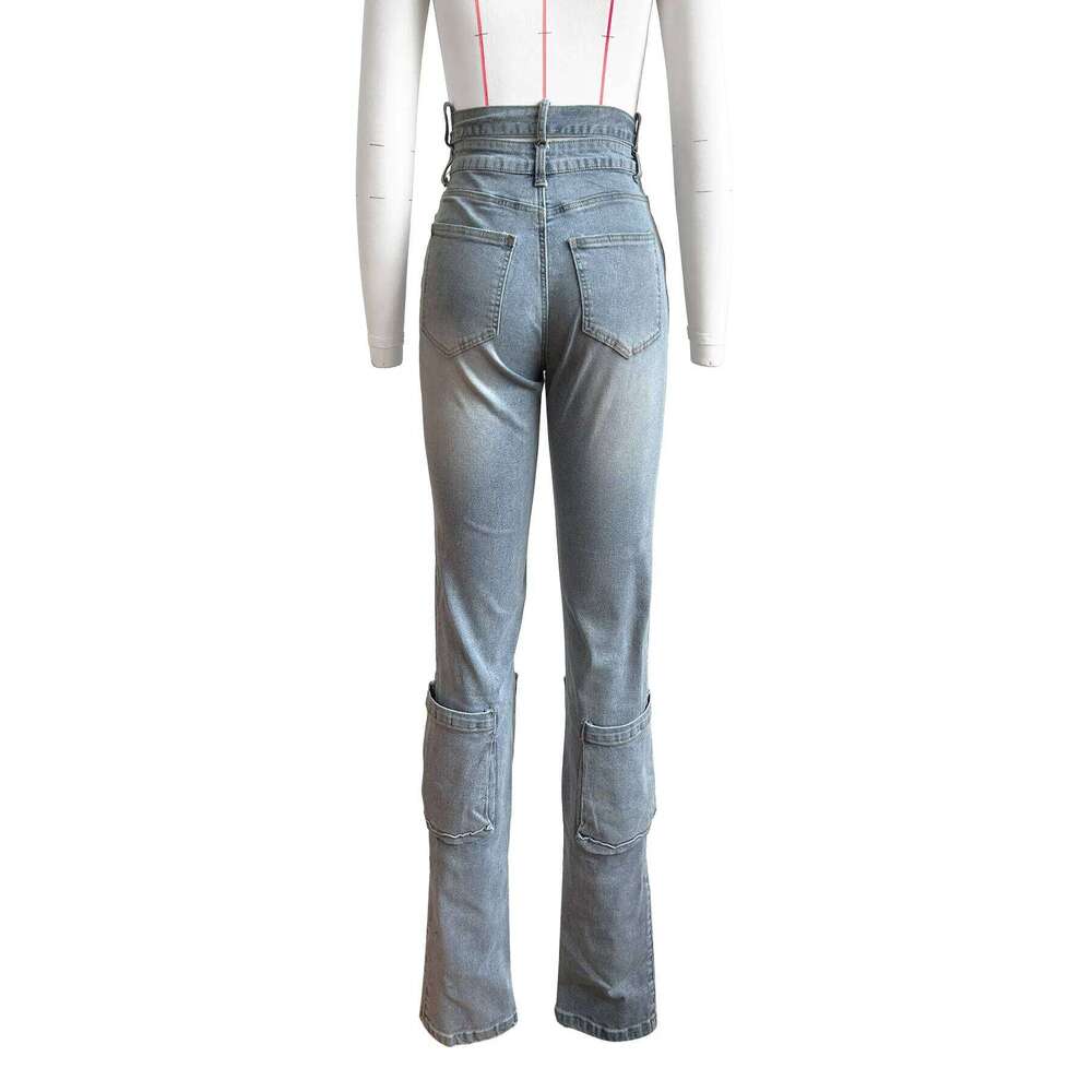Multi Pockets Jeans Cargo Pants Sexy Women High Waist Elegant Streetwear Denim Casual Pencil Trousers