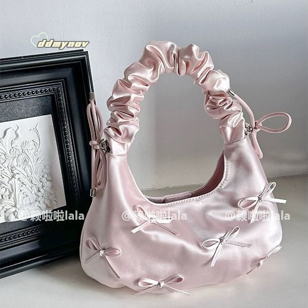 Commuting Niche Large Capacity Pleated Bowknot Shoulder Cloud Bag for Women 2025 Fashion New Underarm ddmynov