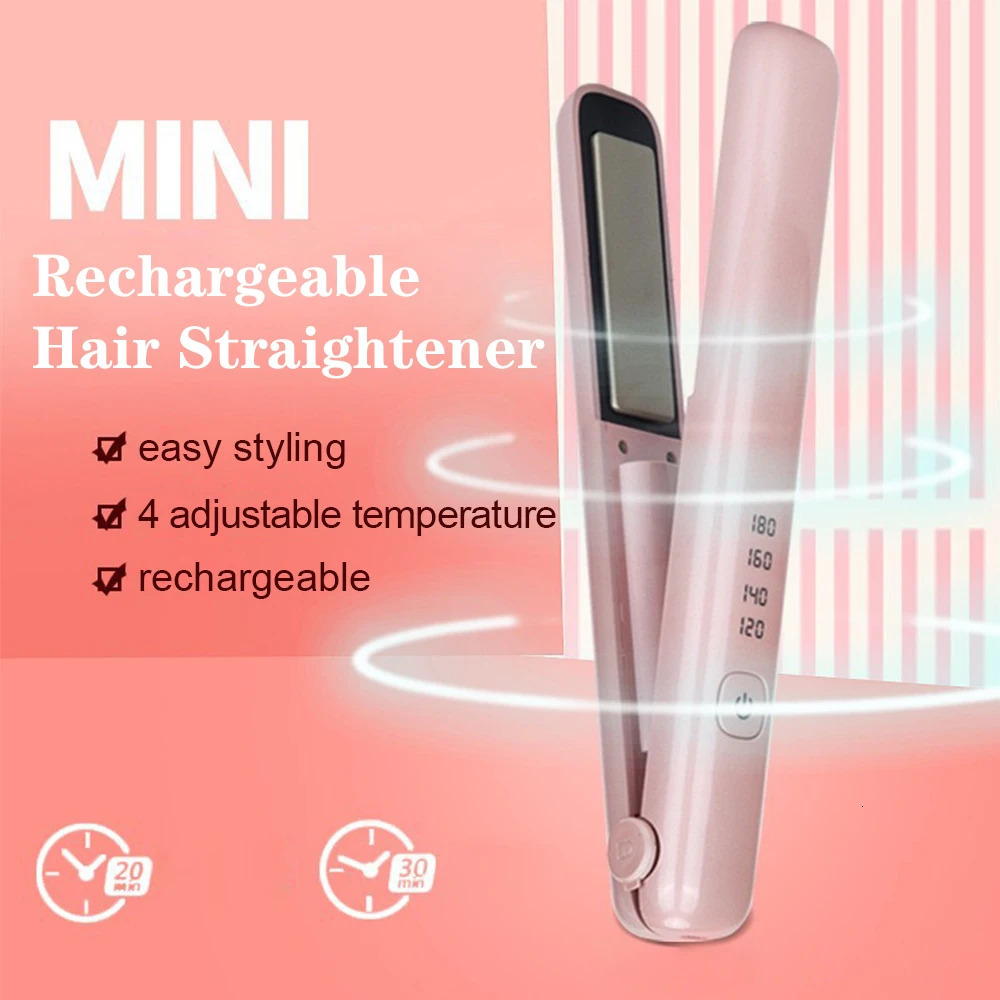 Wireless Hair Straightener Mini Curling Iron Fast Warm-up Ceramic Straightening Styling Tool Four-gear Temperature Adjustment 250605