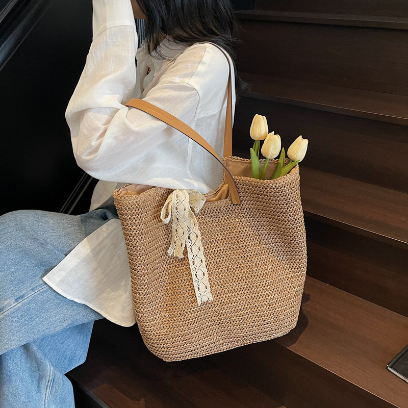 designer Summer Versatile Straw Bag for Women 2025 New Large Capacity Shoulder Tote Bag Beach Vacation Woven Be