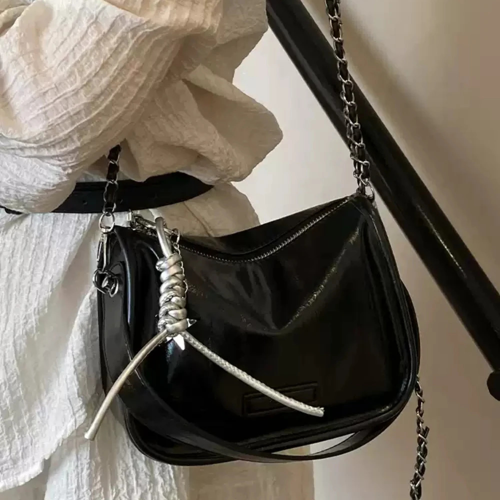 Women Glossy PU Soft Crossbody Bag Fashion Solid Color Hand-Held Versatile Packs Commute All-Match One Shoulder Bags 250605