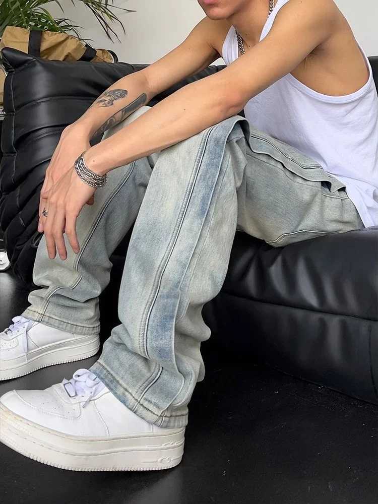 Loose Baggy Mens Jeans Low Rise Trousers Summer Male Cowboy Pants Aesthetic Stylish Y2k Streetwear Original Denim Goth Retro Xs Z250605