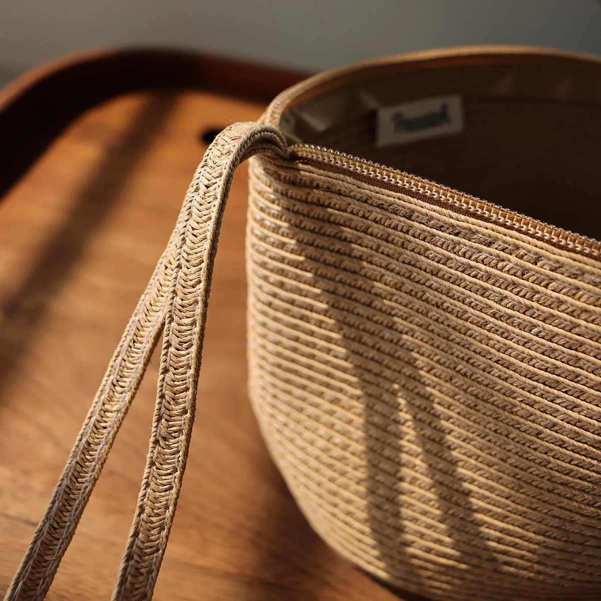 Spring Summer Travel Straw Woven Cosmetic Bag Solid Color Storage Outdoor Portable Casual Beach Hand Bag 250605