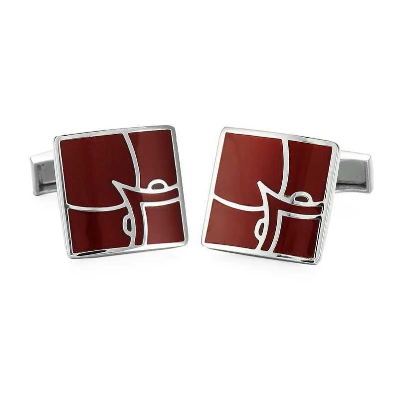 High quality retro patterned red floral cufflinks fashionable French shirt brass material brand designed mens wedding cufflinks W250606