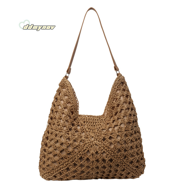 Large Capacity Woven for Women 2024 New Summer Beach Vacation Straw Versatile Commuter Shoulder Tote Bag ddmynov