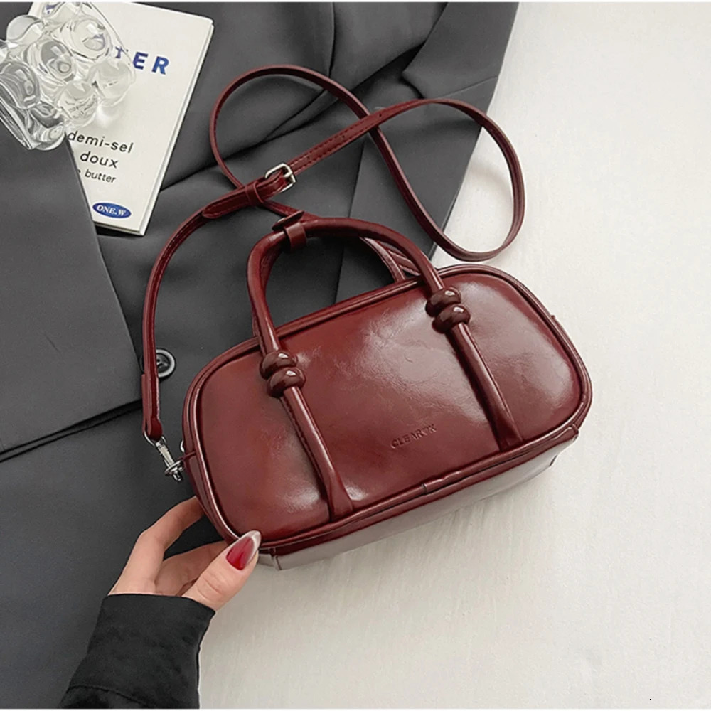 Womens Handbags Vintage Oil Wax Leather Glossy Bag High-Grade Chic Versatile Phone Lipstick Daily Crossbody Bags 250605