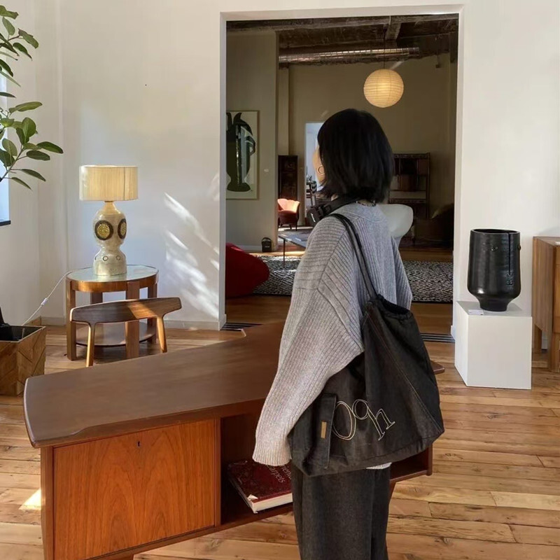 Korean Style Denim Tote for Women 2025 New Large Capacity Letter Shoulder Commuter Underarm Mommy Bag