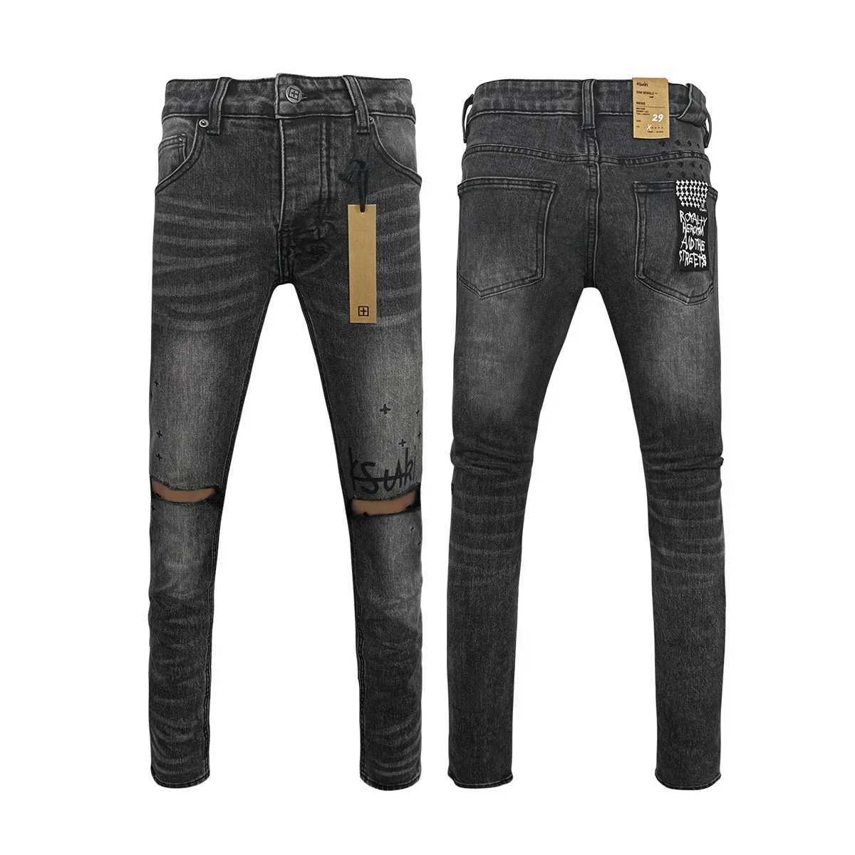 New Cross Jeans American High Strt Paint Hole Trend Low Rise Stretch Skinny Straight Pants Pleated Ripped Frayed JeansC250606