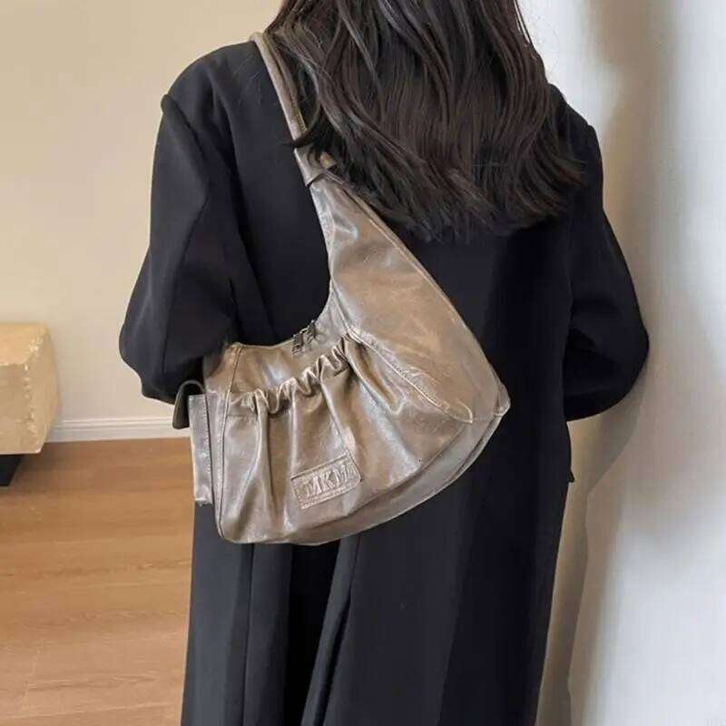 M6cc Women's Shoulder Saddles Bag Handbag Leather Clutch Purse With Zipper Closur