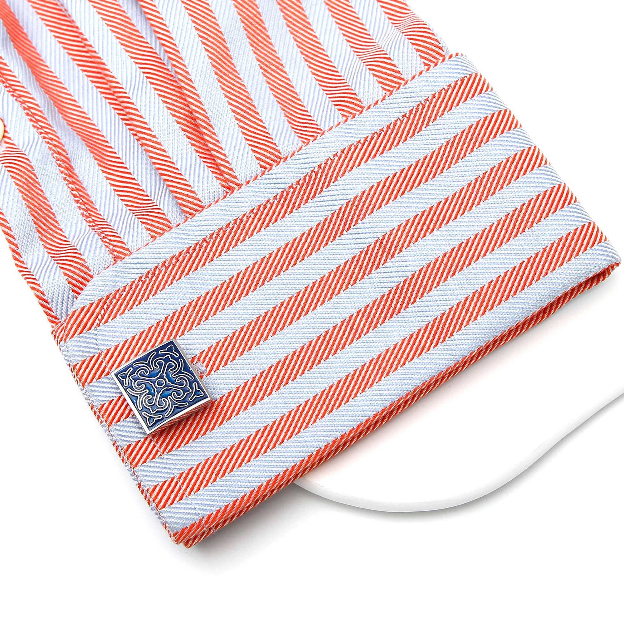 Cufflinks for Men TOMYE XK24005 Fashion Blue Black Pattern Buttons Casual Formal Dress Shirt Cuff Links Wedding Gifts Jewelry W250606