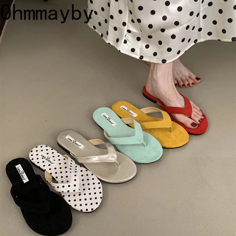 Summer Women Causal Clip Toe Flas Slippers Fashion Dot Slides Ladies Dress Beach Vacation Flip Flop 250605