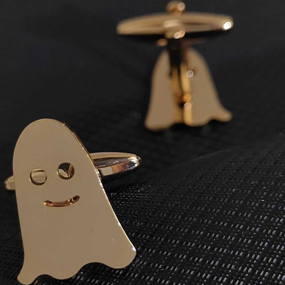 2025New -18K gold-plated stainless steel cufflinks horror ghost design fashion lapel pin gift for friends W250606