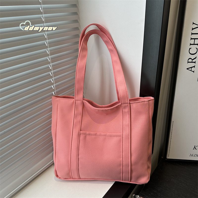 Fashion Canvas Large Capacity Tote 2025 Summer Trend New Shoulder Student Simple Commuter Women's Bag ddmynov